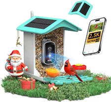 Smart Bird Feeder with Camera, AI Identifies 16,000+ Birds, Solar Powered, 2.5K 