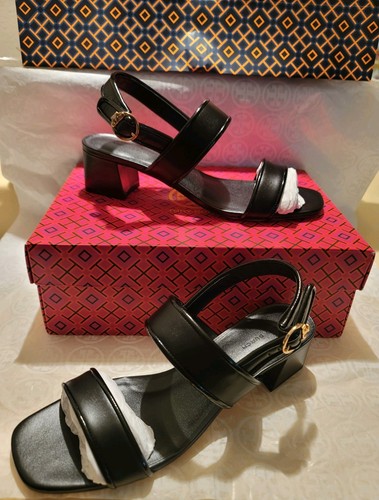 TORY BURCH SELBY LEATHER 45 MM BLOCK HEEL SANDALS IN BLACK;SZ 8M;BNIB;RET $328 - Picture 18 of 24