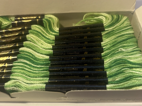 (24) VTG MOULINE SPECIAL 25 #114 VARIEGATED LIME GREEN SKEINS EMBROIDERY THREAD - Picture 2 of 4