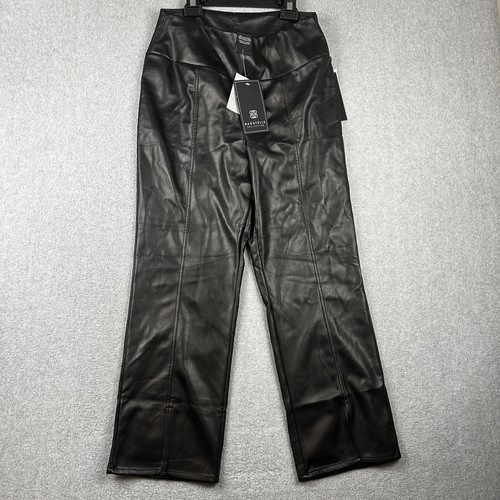 Bagatelle Collection Legging mit Schlitz am Saum Damen Large Schwarz Kunstleder Hose Neu - Bild 1 von 11