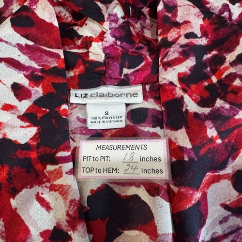 Liz Claiborne Damen Bluse Gr. S transparent bunt Plissee ärmellos Schlitznähte - Bild 5 von 6