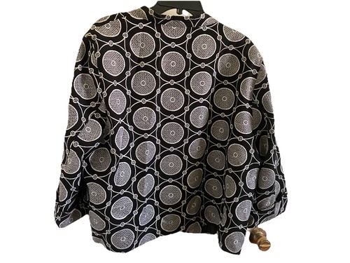 Chaqueta Mujer Silkland Talla 2X Bordada Blanco y Negro 100% Seda - Imagen 2 de 6