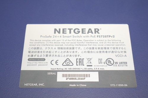 Netgear FS728TP ProSafe 24Port 10/100 PoE Ethernet Switch with SFP Module - Picture 11 of 11