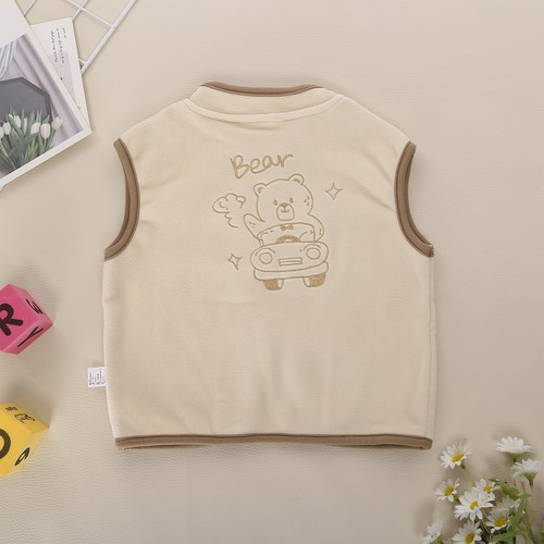 Niños Bebés Niños Niñas Lindo Oso Bordado Vellón Chaleco Sin Mangas Cremallera Chaqueta - Imagen 8 de 66
