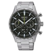 Seiko Herren Quarz Chronograph Uhr SSB413P1 43Mm Schwarzes Zifferblatt Edelst...