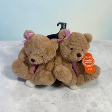 Wonder Nation Teddy Bear Slippers Toddler Girls Size 9-10 Soft Fuzzy NWT