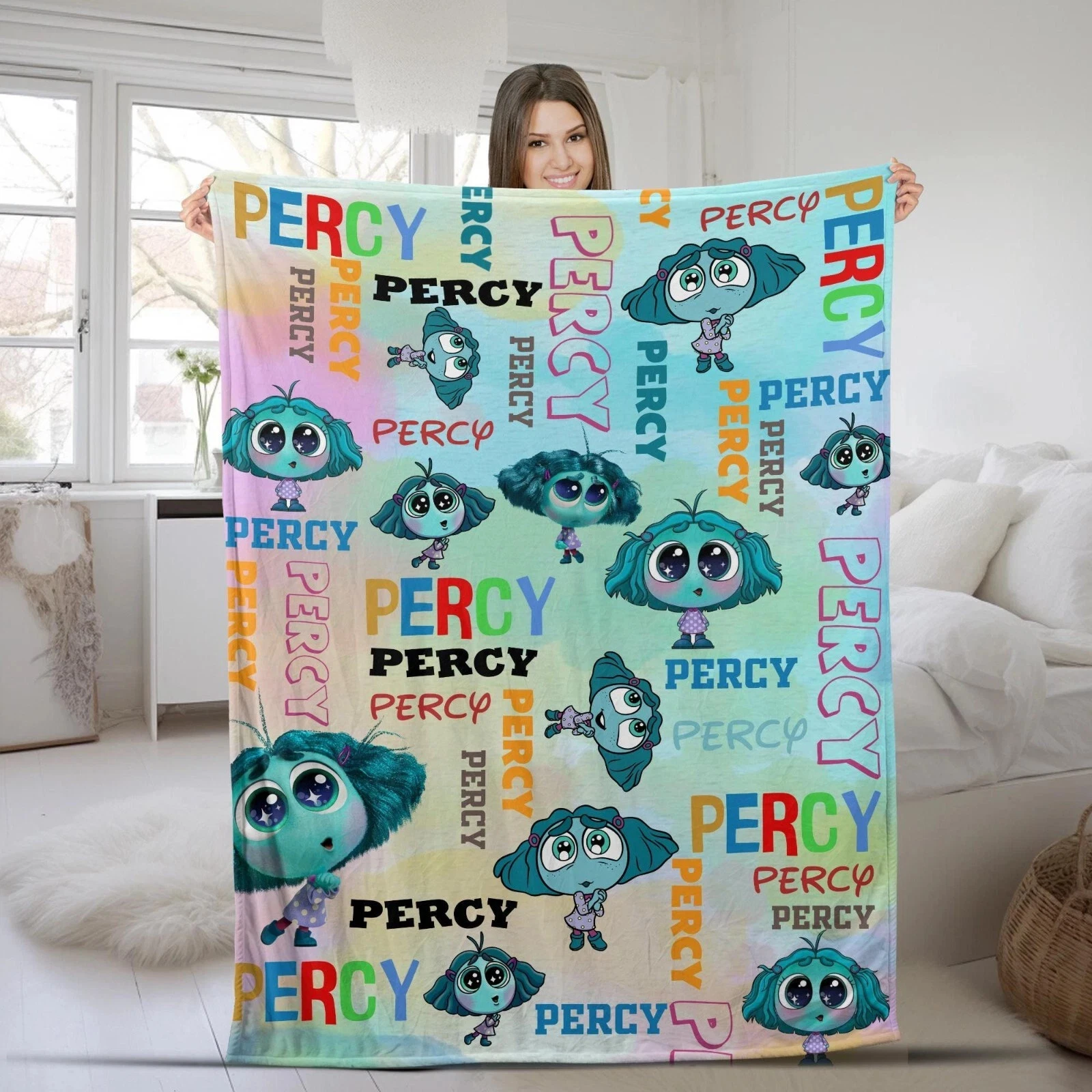 Personalized Watercolor Disney Inside Out Sadness Fleece Blanket