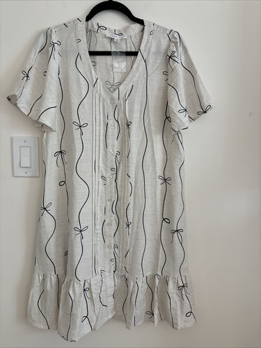 Jane + Delancey Womens Linen Blend Button Front Dress Short Sleeve Size S NWOT - Picture 2 of 9
