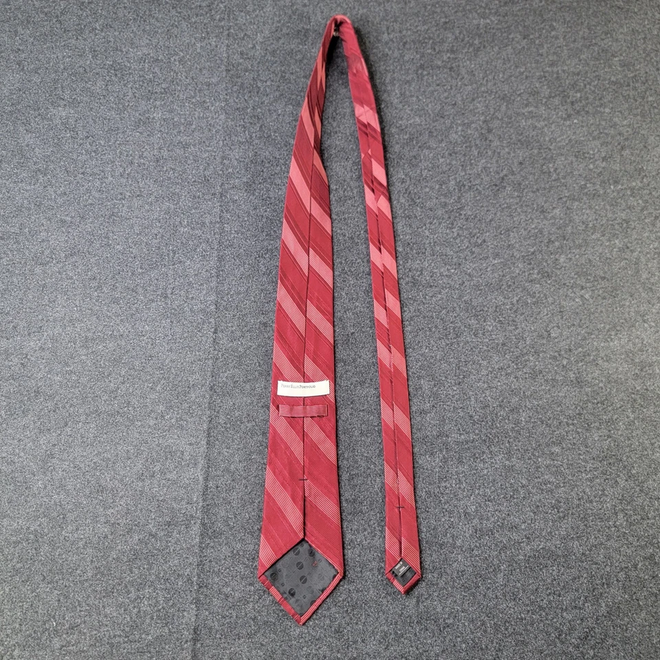 Corbata Perry Ellis Portfolio 100 % seda para hombre roja blanca informal preparación de negocios Foto 4 de 4