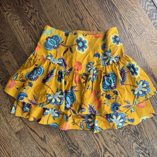 Maeve Anthropologie gelb und blau Blumen Stufen Minirock Small - Bild 3 von 7