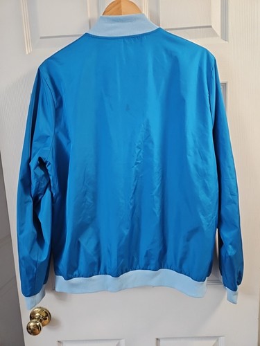 Strange Planet Bomber Jacket Windbreaker Blue Aliens Blowing Bubbles Sz M - Picture 5 of 11