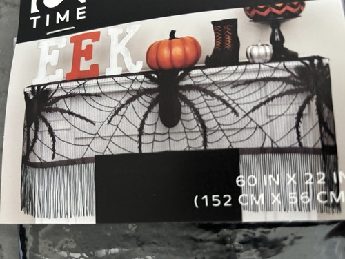 NEW Place & Time - Black Lace Mantle Scarf - Halloween/Spider w/ Fringe 60”x22” - Picture 5 of 7