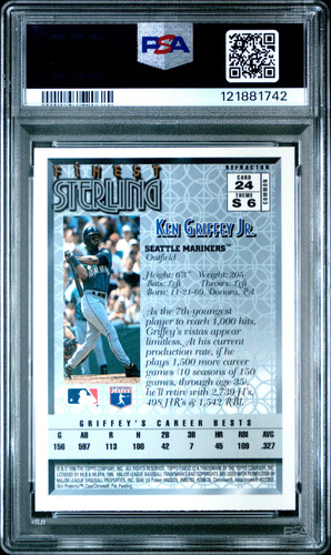 1996 Finest Ken Griffey JR. #24 Refractor PSA 9 - Picture 2 of 2