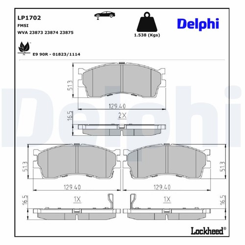 ✅Fits DELPHI LP1702 Brake Pad Set, disc brake LP1702 Brake pads set  ⭐UK Seller⭐ - Picture 1 of 7