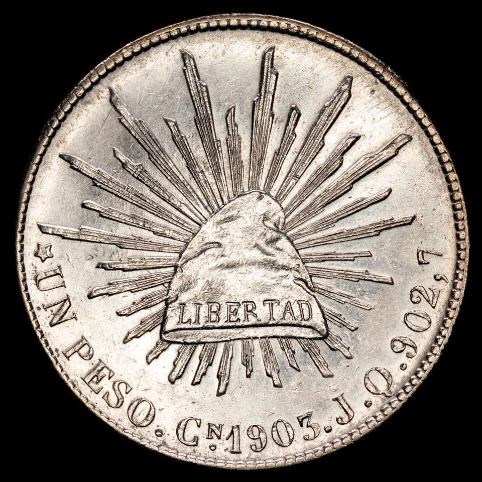 República de México Un peso (26,97 gramosg) 1903 Culiacan JQ KM-409 EBC+ Foto 4 de 4