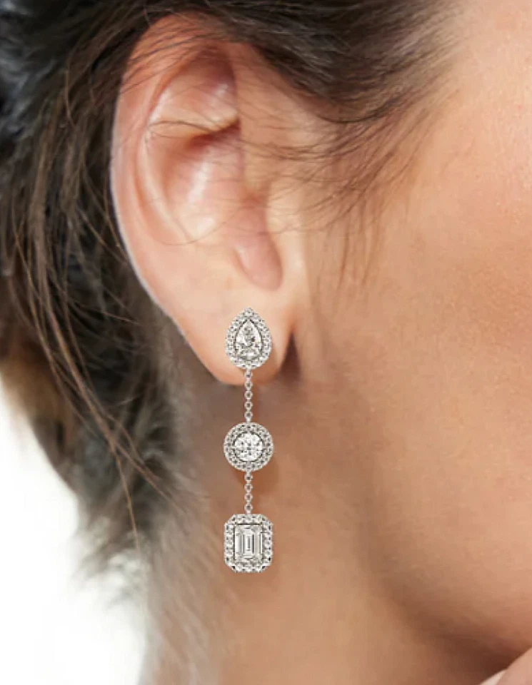 Runder Smaragd Diamant Ohrstecker Lab Created 5,00 ct Birne 14 K massives... - Bild 2 von 4