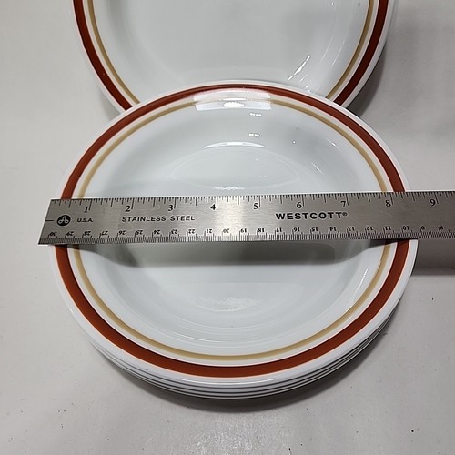 Set Of 5 - Vintage Corelle Cinnamon Chesnut Flat Rimmed Soup Pasta Bowls 8.5 in - Picture 3 of 5