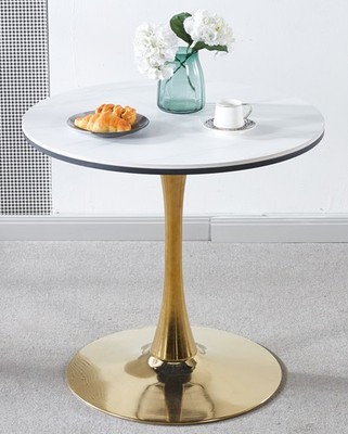 31.5''GOLDEN AND WHITE Tulip Table Mid-century Dining Table for 2-4 people w/Roun