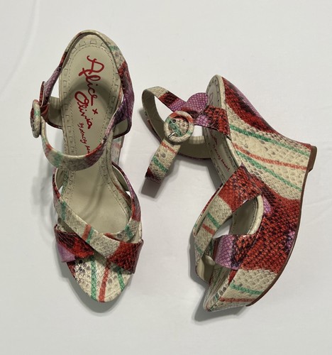 Alice & Olivia Gr. 40 Juliet Multicolor Keilabsatz Sandalen Schlangenleder Leder Damen - Bild 1 von 7
