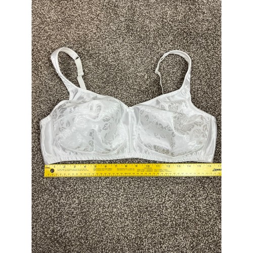Women’s White Satin Floral Lightweight Adjustable Clasp T Shirt Bra Size 42 C - Picture 7 of 10