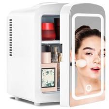 4L Makeup Fridge with LED Mirror, Portable Mini Cooler for