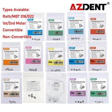 10X AZDENT Dental Ortho Bondable 1st/2nd Molar Buccal Tubes Roth/MBT 018/022