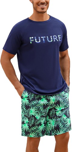 Herren Baumwolle Kurzarm Pyjama Set Weich Leicht Nachtwäsche Shorts S-XXL - Bild 18 von 32