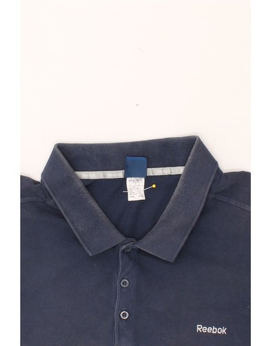 REEBOK Mens Polo Shirt XL Navy Blue Cotton BX94 - Picture 3 of 4
