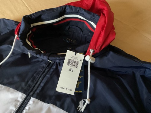 B&T POLO Ralph Lauren Color Blocked Nautical Regatta Sailing Hooded Jacket 2XB - Picture 6 of 11