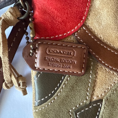 Coach Ltd Ed Frühjahr 2004 Wildleder rot Blumen Mohn Peace Handtasche Tasche Kalbsleder - Bild 2 von 6