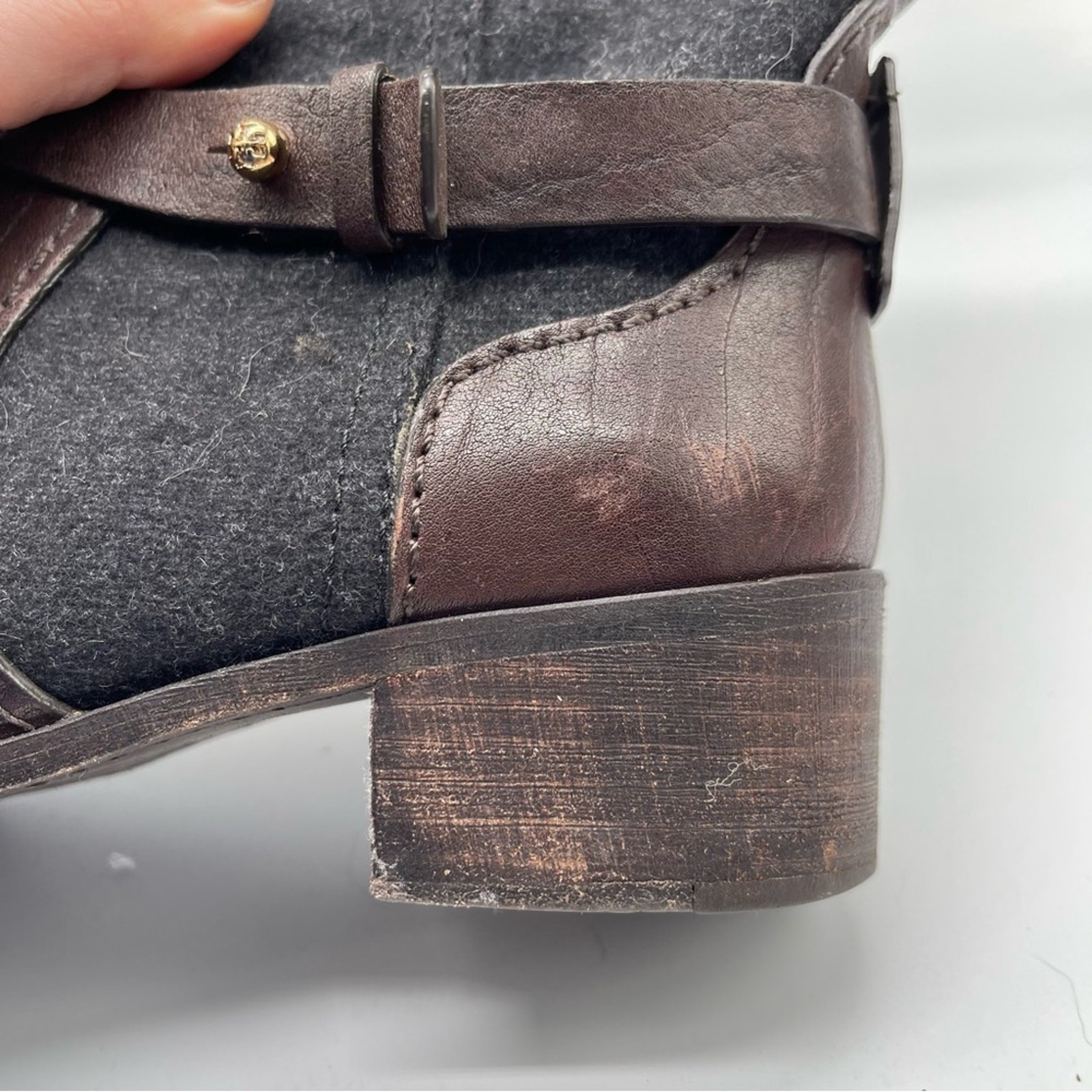 Tory Burch, Leather and Wool Travel Boots, Size 8M. Leather Sole. Excellent cond thumbnail 3