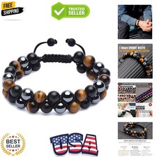 Triple Protection Bracelet, Genuine Tigers Eye Black Obsidian and Hematite 8m...