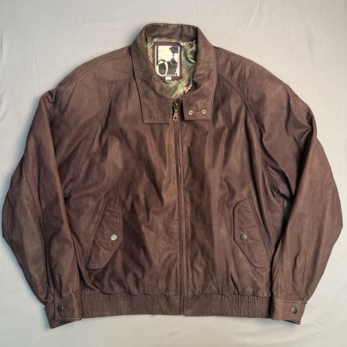 Vintage Bellavia Leather Jacket Bomber Size Large Golf Graphic Soft  - Picture 3 of 10