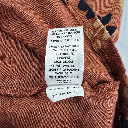 Toad & CO Dress Windmere II Long Sleeve Burnt Orange Floral Organic Size Large - Picture 8 of 12