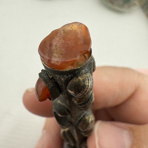 Vintage Ornate Metal Pen 5.5” w/ Cabochon Stones Nepal India Boho - Picture 4 of 9