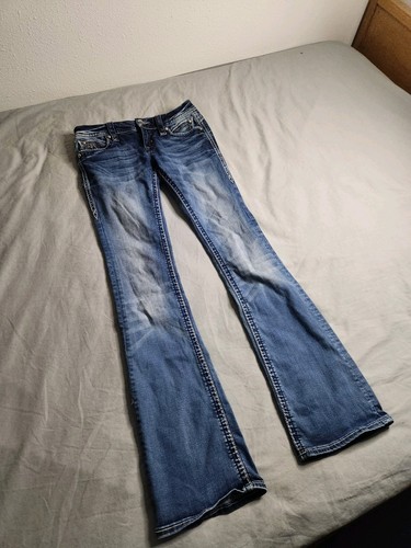 Rock Revival Jeans Semak Bootcut Womens Sz 29x30 Medium Wash Low Rise Rhinestone - Picture 2 of 11