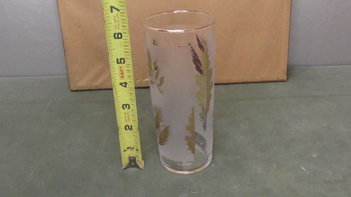 Vaso de beber esmerilado vintage Libbey hoja de plata MCM 5,5" 10 oz - Imagen 6 de 7