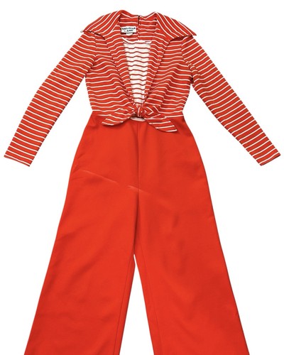1970s Red Striped Jumpsuit Melissa Lane Women’s 12 Vintage 36 Inch Bust - Picture 3 of 11