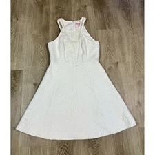 Lilly Pulitzer White Floral Textured Sleeveless Halter Fit & Flare Dress 6