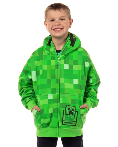 Minecraft Boys' I Am Creeper Allover Pixel Design Full-Zip Hoodie - M - Picture 2 of 5