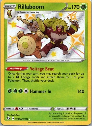 Pokemon TCG Rillaboom SV006 Shining Fates Holo NM