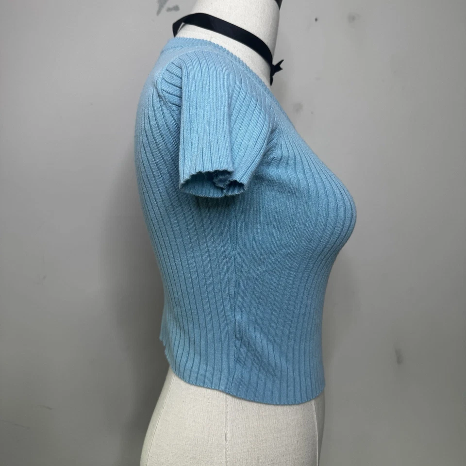 Camiseta corta vintage Y2K azul acanalada bebé indie hada patinadora grunge it niña S Foto 2 de 4