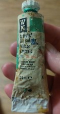 Vintage Windsor  Newton Oil Paint. Winsor Emerald 37ml Used.