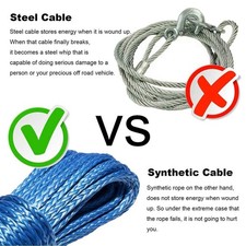 15m Winch Rope 7700lb Pull Line Cable Nylon Towing Rope Car Wash CKFJ