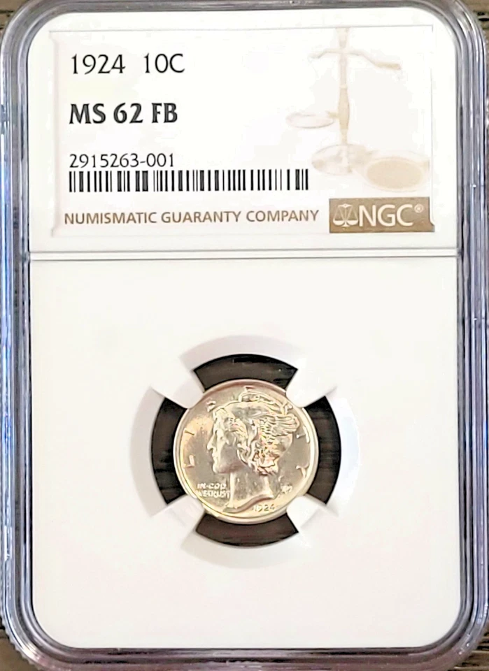 1924 MERCURY DIME NGC GRADED IN MINT STATE 62 FULL SPLIT BANDS (MS62FB) - Image 4 of 4