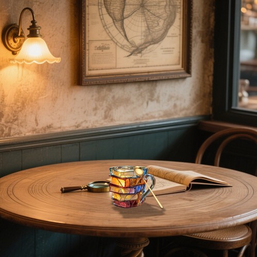 Tazza caffè libro dipinta 3D tema letterario tazza acqua dipinta a mano con cucchiaio - Foto 7 di 7