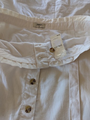 Women's Pencil Skirt Papaya 18 Waist 38" White +Belt Lined Linen Blend New Tags - Picture 9 of 15