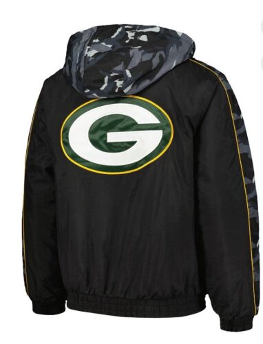 Mens Starter Black Green Bay Packers Thursday Night Gridiron Zip Hoodie Large L - Picture 3 of 5