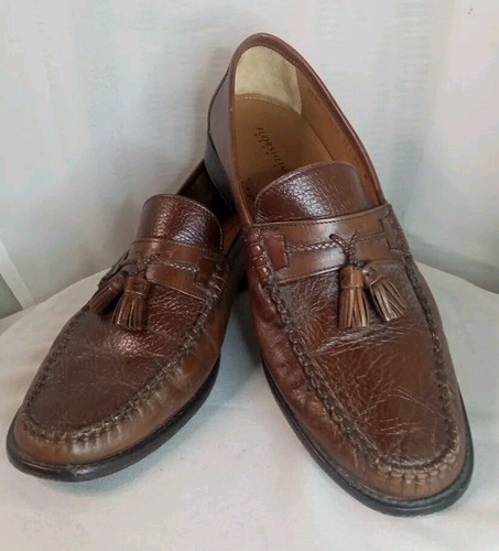 FLORSHEIM IMPERIAL Mens Brown Leather Tasseled Slip-On Dress Shoes Size 9.5 - Picture 1 of 19