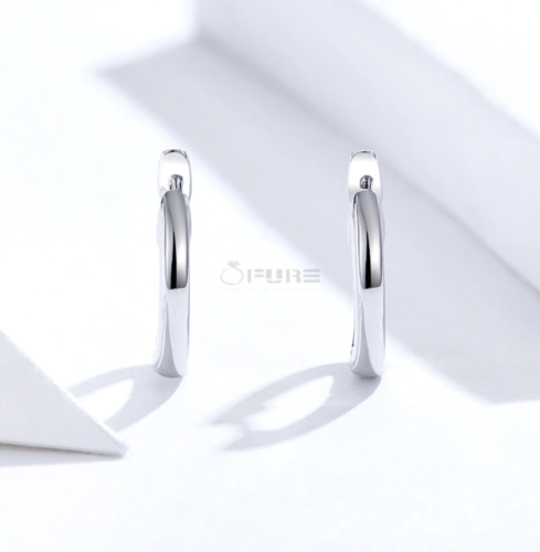 Small Classic Rose Gold Silver Huggie Hoop Sleeper Ear Stud Pierced Earrings - Picture 6 of 38